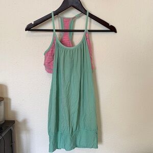 Mint Green and Pink Women's lululemon Tank Top